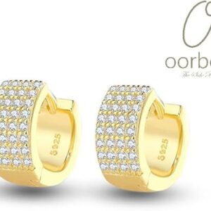 Oorbelle 925 Silver 18K Gold Huggie Hoop Earrings with CZ