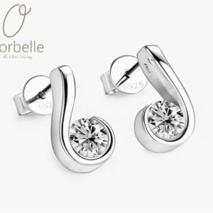 Oorbelle 925 Silver 18K Gold Moissanite Stud Earrings – 0.5CT Round Bezel