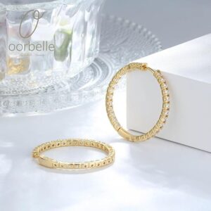 Oorbelle 18K Gold-Plated Hoop Earrings – 35.6 mm with CZ Stones