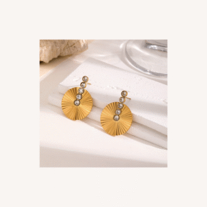 ROUND ZIRCONIA EMBOSSED DROP EARRINGS